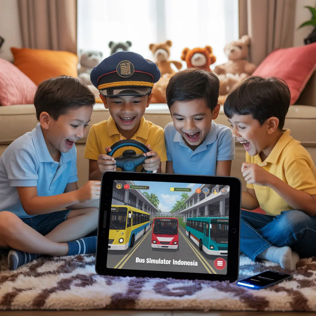 Bus SImulator Indonesia Children palying and enjoying the game